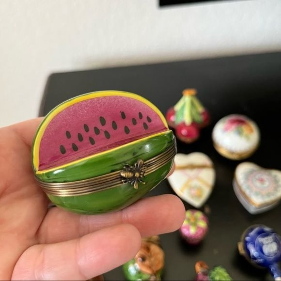 Limoges Chamart Peint Main Watermelon Slice Trinket Pill Box - Picture 2 of 12